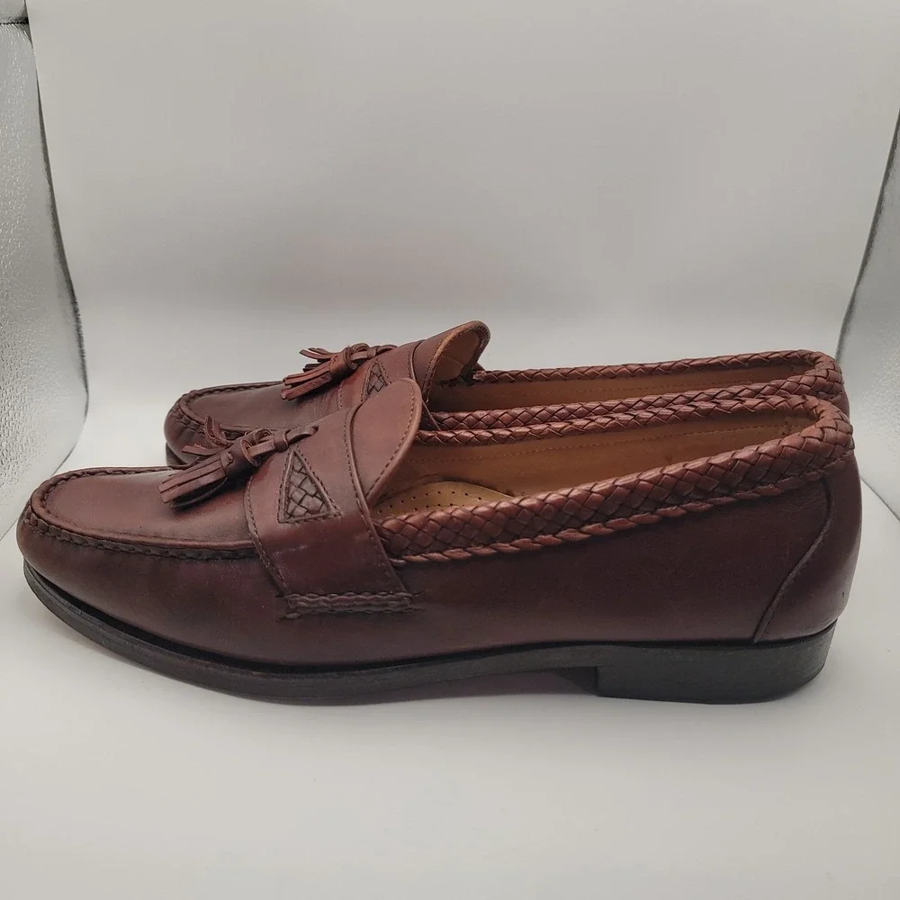 Allen Edmonds Maxfield‎ Men Tassel Loafers 10.5 B Brown Leather Braided Made USA
